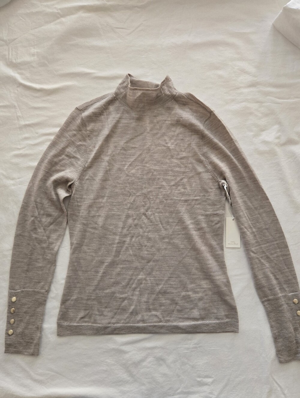 Abercrombie & Fitch Merino Wool Button Sleeve Mockneck Top, NWOT, M